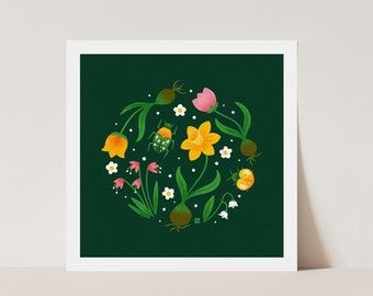 Flowers and Bugs Art Print