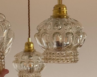 1 of 3 Vintage Small Glass Pendant Lights / Mid-Century Modern Ceiling Lighting / Retro Home Decor / Kitchen Island / Yugoslavia / 1960s