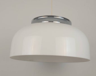 Large Vintage White Plastic Ceiling Light / Italian Design by Luigi Massoni for Harvey Guzzini / Meblo Guzzini / 1970s / Yugoslavia