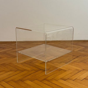 Mid Century Plexiglas Coffee Table / German Coffee Table / Antique Coffee Table / Square Table / Living Room / Acrylic Coffee Table / 1970s