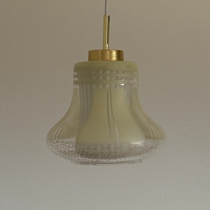 Vintage Glass Pendant Light / Hanging Glass Lamp / Mid Century Modern Ceiling Lighting / Retro Home Decor / Yugoslavia / 1960s