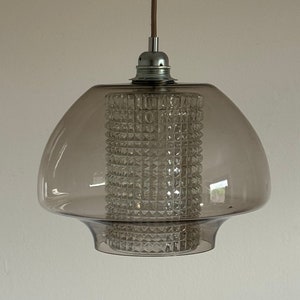 Elegant Vintage Dark Glass Pendant Lamp / Ceiling Hanging Light / Mid Century Modern Lighting / Retro Home Decor / Yugoslavia / 1970s