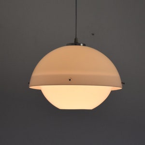 Space Age Vintage Plastic White Pendant Light / MCM Ceiling Light / Atomic Hanging Lamp / Made in Yugoslavia / 1970s