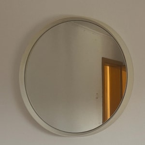 Vintage Round Mirror from the 1970s / Yugoslavian Mid-Century Design / Plastic Frame for Wall Mounting
