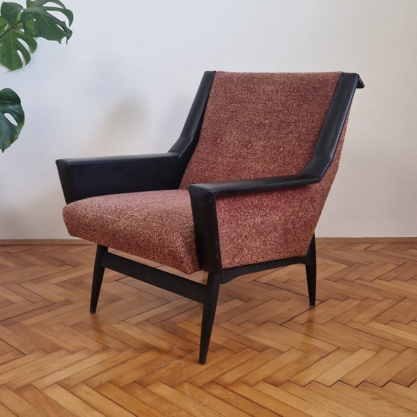 1 sur 2 chaises longues vintage/fauteuil du milieu du siècle/fauteuil rétro/années 60/Yougoslavie/fauteuil rembourré