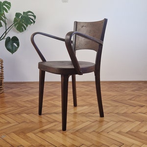 Rare Mid Century Brown Wooden Dining Chair / Rustic Farmhouse Chair / Accent Chair / Bentwood / Stol Kamnik / Made in Yugoslavia / 1960s