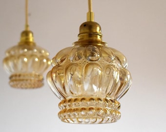 1 of 12 Vintage Small Glass Pendant Lamp / Mid-Century Modern Ceiling Light / Retro Home Decor / Kitchen Island  Light / Yugoslavia / 1960s
