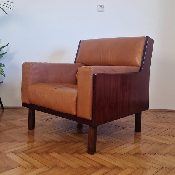 Fauteuil Mid-Century / Fauteuil italien / Fauteuil design / Salon / Fauteuil marron / Fauteuils fabriqués en Italie d'Anonimo Castelli, années 70