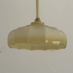 Art Deco Remodeled Ceiling Lamp / Vintage Begie Pendant Lamp / Retro Home Decor / Antique Lighting Fixtures / Yugoslavia / 1960s