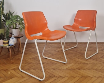 1 of 2 Space Age Orange Chair / Vintage Meblo Chair / Accent Chair / Retro Dining Chair / MCM / Yugoslavia / 1970s