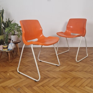 1 of 2 Space Age Orange Chair / Vintage Meblo Chair / Accent Chair / Retro Dining Chair / MCM / Yugoslavia / 1970s
