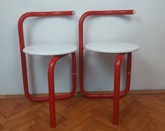1 of 2 Meblo Design Chairs / Metal Folding Red Chairs / Space Age / Mid-century Modern / Red Vintage Chairs / Pop Art Style / 70s
