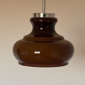 Vintage Brown Opaline Glass Pendant Lamp / Glass Ceiling Light / MCM Pendant Lamp / Mid Century Modern Hanging Lamp / Yugoslavia / 1970s