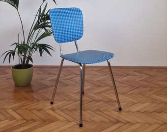 Elegant Vintage Blue Dining Chair / Scandinavian Style Chair / MCM Accent Chair / Space Age / Germany / 1960s