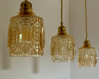 1 of 4 Vintage Small Glass Pendant Lights / Mid-Century Modern Ceiling Lighting / Retro Home Decor / Kitchen Island / Yugoslavia / 1960s