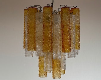 Murano Glass Chandelier / Glass Tube Chandelier / Vintage Ceiling Light 1960-Italy / Retro Lightning / Mid Century 60s