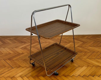 Mid Century Modern Folding Serving Cart / 1970s Made in Italy / Folding Bar Cart / Vintage Serving Cart / Mid Century Furniture