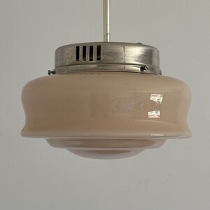 Antique Pinky Marbled Glass Ceiling Light / Art Deco Pendant Lamp / Yugoslavian Hanging Lamp / Mid Century Modern Decor / Repurposed / 1950s