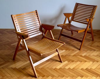1 of 2 Vintage Rex Armchair Designed by Niko Kralj / Stol Kamnik Folding Lounge Chair / Yugoslavian Mid Century Design / 1970s