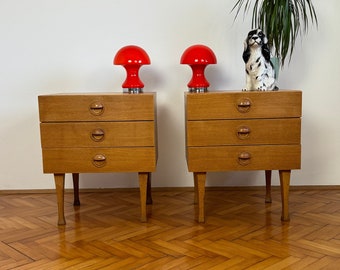 Pair of 1960s Nightstands / Made in Yugoslavia / Mid Century Bedside Table / Vintage Wooden Nightstands / Vintage Bedroom Furniture