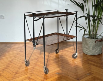 Mid-Century Modern Foldable Serving Bar Cart / 1970s Made in Germany / Folding Bar Cart / Vintage Serving Trolley / Mid Century Furniture