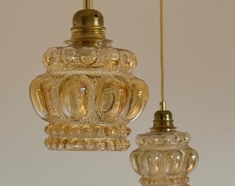 1 of 16 Small Vintage Amber Glass Pendant Light / MCM Bubble Ceiling Light / Hanging Window Lamp / Kitchen Island / Sijaj Hrastnik / 1970s