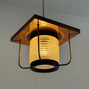 Mid Century Modern Caged Black Pendant Lamp / Vintage Kitchen Light / Ceiling Light / Hanging Lamp Made in Yugoslavia / 1970s
