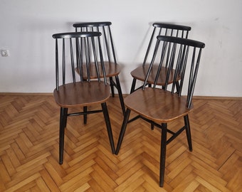 1 of 4 Vintage Solid Wood Windsor Dining Chairs / Mid Century Chairs / Ilmari Tapiovaara Style Chair / Fanett Retro Chairs/ 1960s / 60s