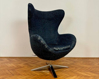 Vintage Blue Egg Chair / Retro King Armchair / Office Swivel Chair / Lounge Chair / Made in Germany / 1970s