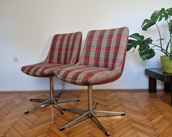 1 van 2 vintage stoelen / jaren 70 / Stol Kamnik / Bureaustoel / Fauteuil / Chroom metalen stoel / Midden van de eeuw / Gemaakt in Joegoslavië