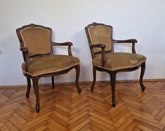 1 of 2 Vintage Vintage French Style Armchair / Queen Anne Style Armchair / Baroque Chairs / Rustic Provincial armchair / 1970s