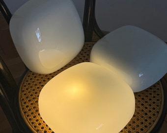 1 of 10 Retro Minimalist White Square Opal Glass Wall Sconces / Mid Century Modern Flush Mount Ceiling Lights / Wall Lamps / Yugoslavia 60s