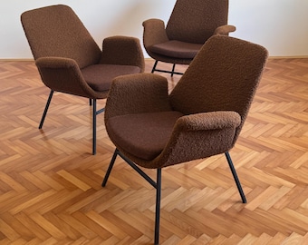 1 of 3 Mid Century Modern Brown Alvin Lustig Style Armchair  / Vintage Lounge Armchair / Elegant Retro Accent Chair / Yugoslavia / 1960