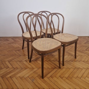 1 of 4 Brown Thonet Style Chairs no. 18 / Vintage Desk Chair / Cafe Chair / Kitchen Chair / Bentwood Dinning Chair / Made in Italy / 1970s