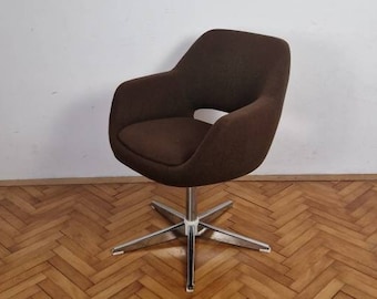 Vintage Brown Egg Armchair / Retro Armchair / Stol Kamnik / Hotel Chair / Office Armchair / Mid-century / Yugoslavia / 1970 / 70s