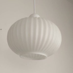 Vintage White Opaline Glass Pendant Lamp / Ceiling Light / Retro Kitchen / Mid Century Modern Lampion Chandelier / Lantern Lamp / 1970s