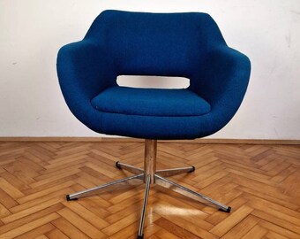 Vintage Blue Egg Armchairs / Retro Armchairs / Stol Kamnik / Hotel Chairs / Office Armchairs / Mid-century / Yugoslavia / 1970 / 70s