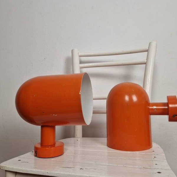 1of2Atomic orange wall lamp / vintage space age 70s / Vintage sconce / Mid century / Space age / Retro wall lamp / Metal eye ball wall light