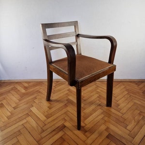 Mid Century Brown Wooden Dining Chair / Vintage Bentwood Armchair / Antique / Made in Yugoslavia / Stol Kamnik / 1960s
