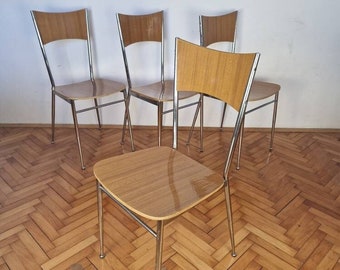 LOT de 4 chaises de salle à manger vintage / Italie / Moderne Mid-Century / Design italien / Chaises de salle à manger rétro / Yougoslavie / Années 60