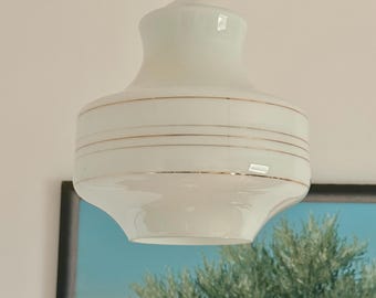 Vintage Yugoslavian White Glass Pendant Lamp / Retro Ceiling Light / Mid Century Modern Light / Home Decor / Yugoslavia / 1960s