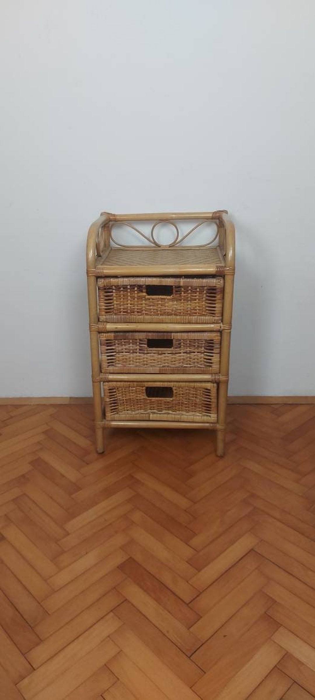 Vintage Rattan Bedside Table/ Rattan Dresser/ Wicker Etsy