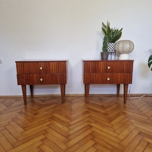 Set of 2 bedside tables / Vintage night table / 60s / Mid-century/Retro Modern Nightstands/ Yugoslavian Console Tables / Nighstand tables
