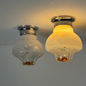 1 of 3 Vintage Murano Glass Sconce by Gaetano Sciolari for Mazzega / MCM Italian Flush Mount Light / Round Ceiling or Wall Lamp / 1970s