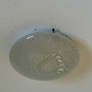 Vintage Round Glass Flush Mount Light / Italian Textured Glass Wall or Ceiling Lamp  / Mid Century Modern Sconce / 1970s