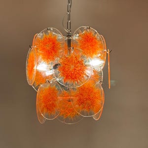 Stunning mid-century / modern Italian chandelier / Vistosi made of Murano glass / designed in 1970s