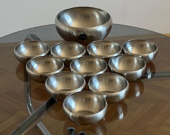 SET of 11 Alessi 205 Stainless Steel Bowls / Mazzeri & Vitale Italian Salad and Dessert Set