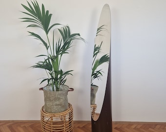 70's ミッドセンチュリー　縦型ミラー　骨董品　民藝品　antique 日本製】全身鏡 八角縦長ミラー アンティーク調ミラー