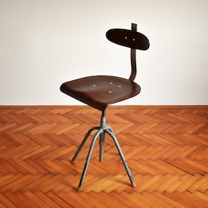 Mid Century Industrial Swivel Chair / Vintage Office Chair / Adjustable Stool / Antique Desk Chair / Made in Yugoslavia / 1960s
