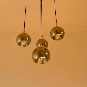 SET of 5 Space Age Chrome Cascade Lamp / Vintage Ball Pendant Light / Eyball Hanging Lamp / Kitchen Island Lighting / Dutch Design / 1960s
